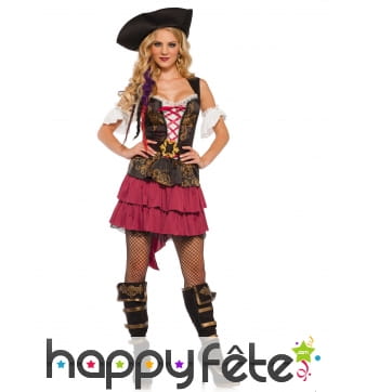 Déguisement court de femme pirate baroque