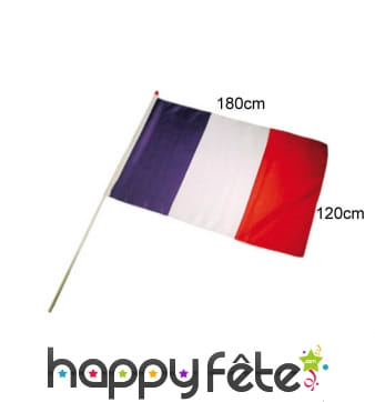 Drapeau de 120x180cm monté sur hampe en bois