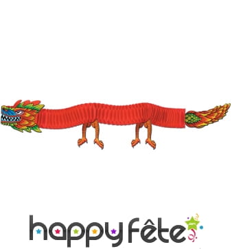 Dragon décoratif avec corps en papier crépon 180cm