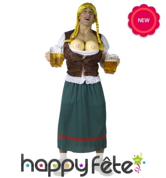 Déguisement de bavaroise pour homme, humoristique