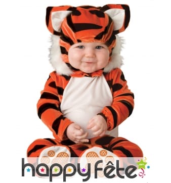 Déguisement de bébé tigre avec cagoule