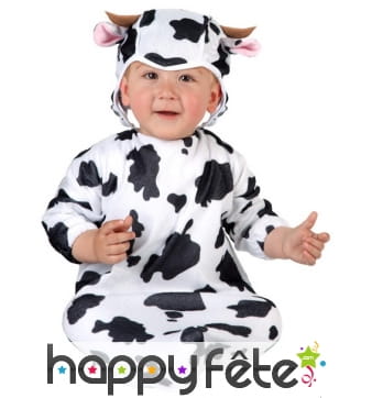 Déguisement de bébé vache noir et blanc