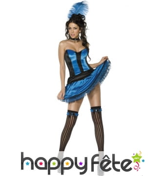 Déguisement danseuse cancan bleue