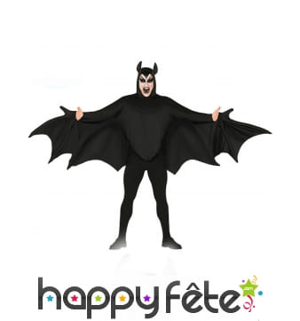Déguisement de chauve-souris noire grandes ailes