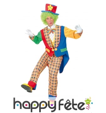 Déguisement de clown motif carreaux multiclores