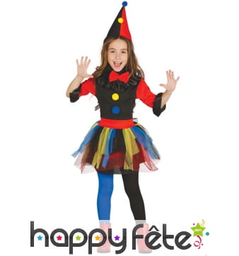 Déguisement de clown noir et coloré pour fille