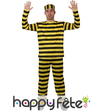 Déguisement de Dalton rayé jaune et noir, adulte