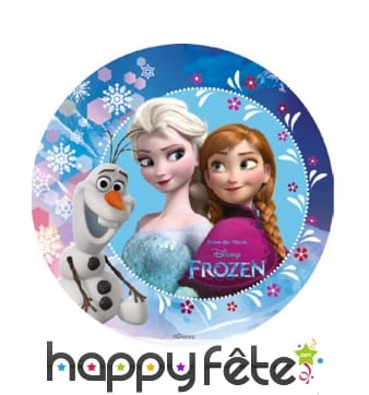 Disque d'Elsa Anna et Olaf en amidon de 18,5 cm