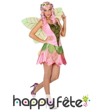 Déguisement de fée rose de la nature pour femme