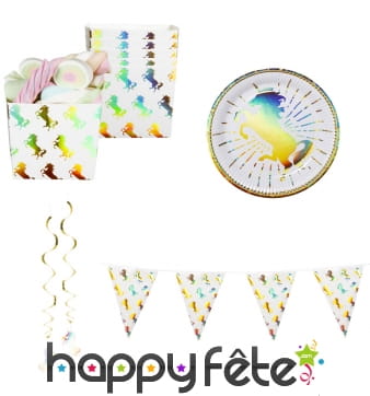 Déco de licorne scintillante colorée pour table