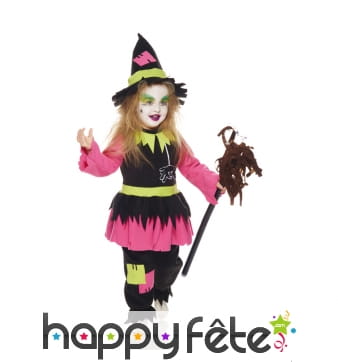 Déguisement de mini sorcière colorée