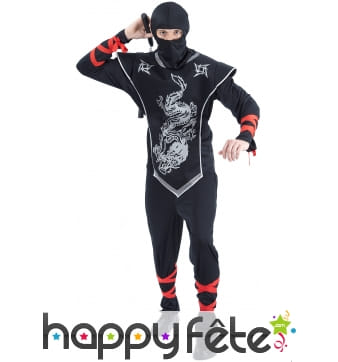 Déguisement de ninja dragon noir pour adulte