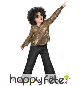 Déguisement disco noir et doré pour enfant