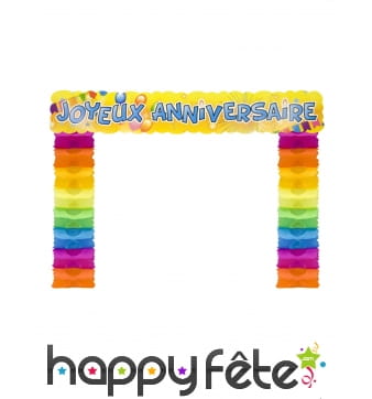 Déco de porte Joyeux anniversaire coloré, 2,5m