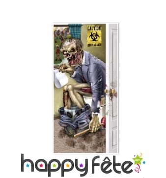 Déco de porte zombie sur les toilettes