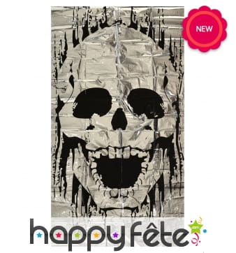 Décoration de porte imprimé crâne sur fond argenté