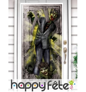 Décoration de porte Zombie effet lumineux