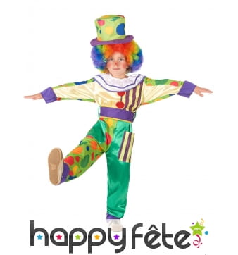 Déguisement de petit clown multicolore à motifs