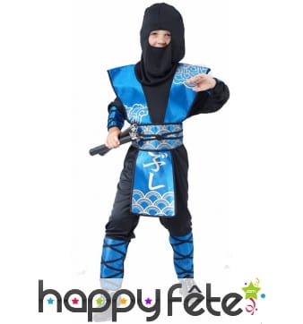 Déguisement de petit ninja bleu et noir
