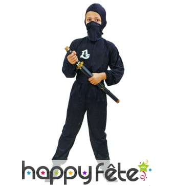 Déguisement de petit ninja noir uni