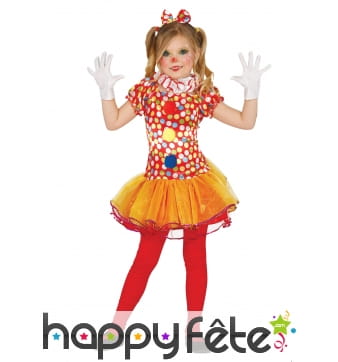 Déguisement de petite clown colorée