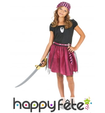Déguisement de petite piratesse rose