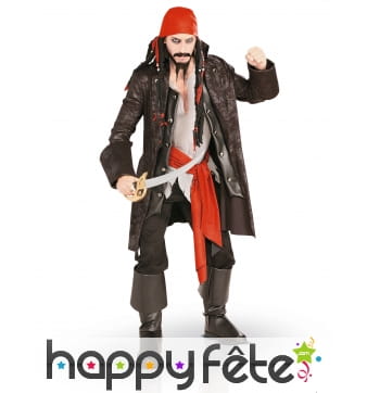 Déguisement de pirate manteau marron pour homme
