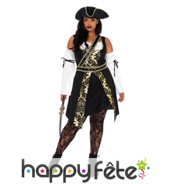 Déguisement de pirate noir doré grande taille