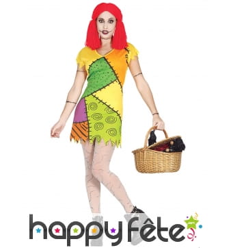 Déguisement de poupée de chiffon très coloré femme