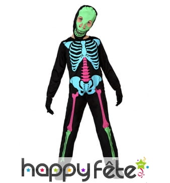 Déguisement de squelette coloré pour enfant