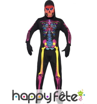 Déguisement de squelette fluo