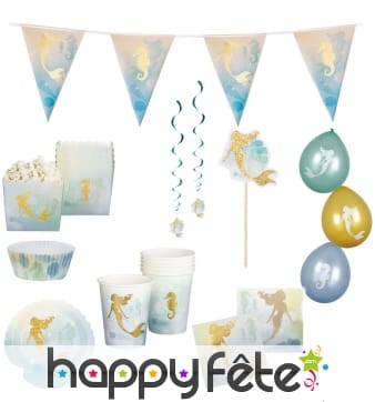 Déco de table sirène hippocampe pour anniversaire