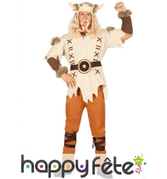 Déguisement de Viking beige et orange pour homme