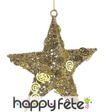 Déco étoile dorée de noël en métal et pvc