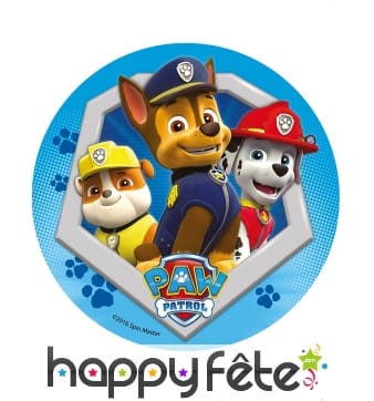 Disque en sucre Pat Patrouille bleu de 20cm