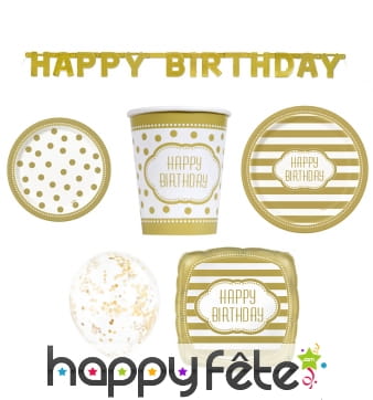 Déco Happy birthday dorée pour table anniversaire
