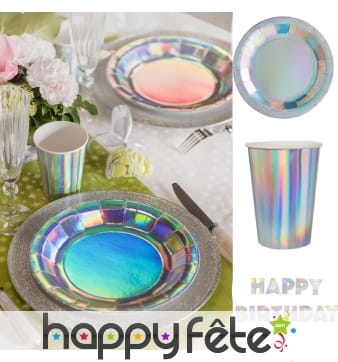 Décoration irisée pour table d'anniversaire