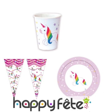 Décoration licorne arc-en-ciel pour table