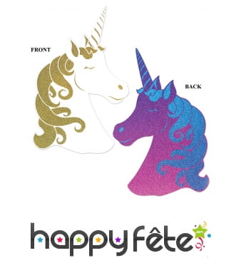 Déco Licorne en carton pailleté double face, 73cm