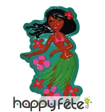 Déco murale danseuse Vahiné fleurie 55cm