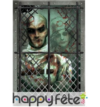 Déco murale fenêtre d'asile Halloween