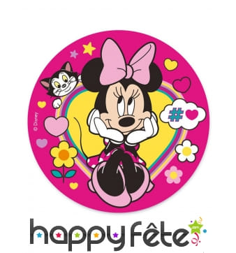 Disque Minnie Mouse sur fond rose en azyme, 20 cm