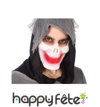 Demi masque squelette avec bouche ensanglantée