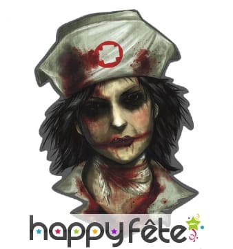Décor murale tête d'infirmière zombie