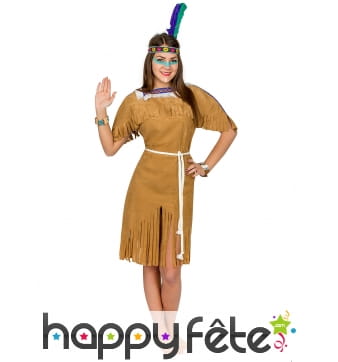 Déguisement marron uni de femme indienne