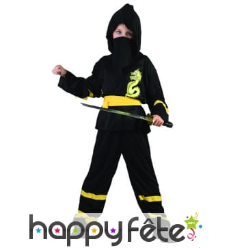 Déguisement noir et jaune de ninja pour garçon