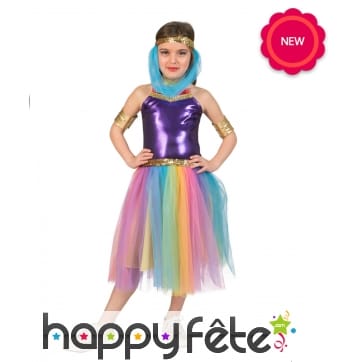 Déguisement oriental avec long tutu coloré, enfant