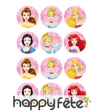 Déco pour biscuits Princesses Disney de 8 cm