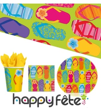 Décorations plage et tongs de table d'anniversaire