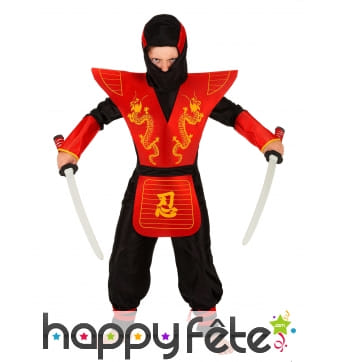 Déguisement petit ninja rouge avec larges épaules